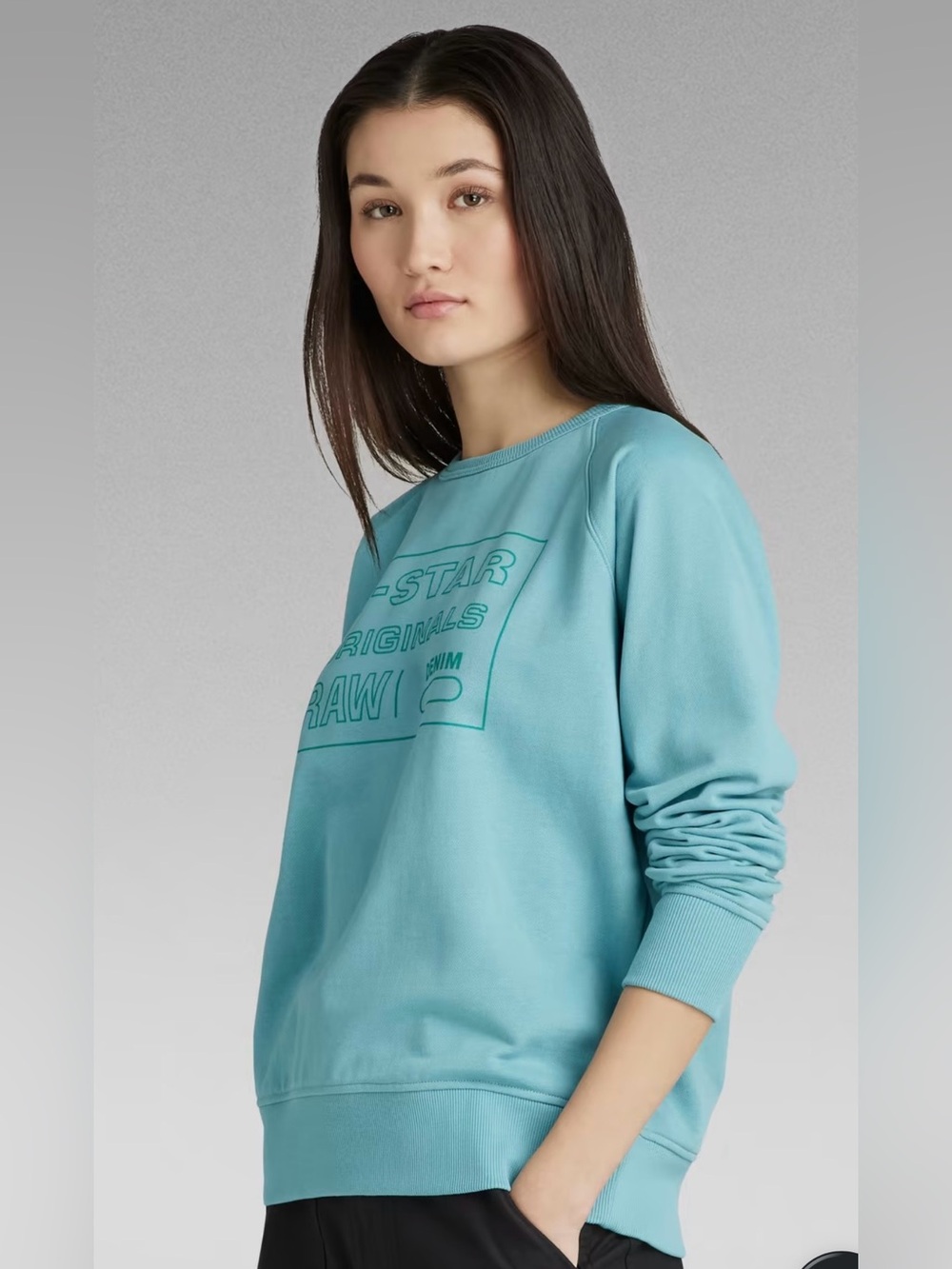 G-Star RAW Originals Raglan Sweatshirt Blue Crewneck Pullover Size S